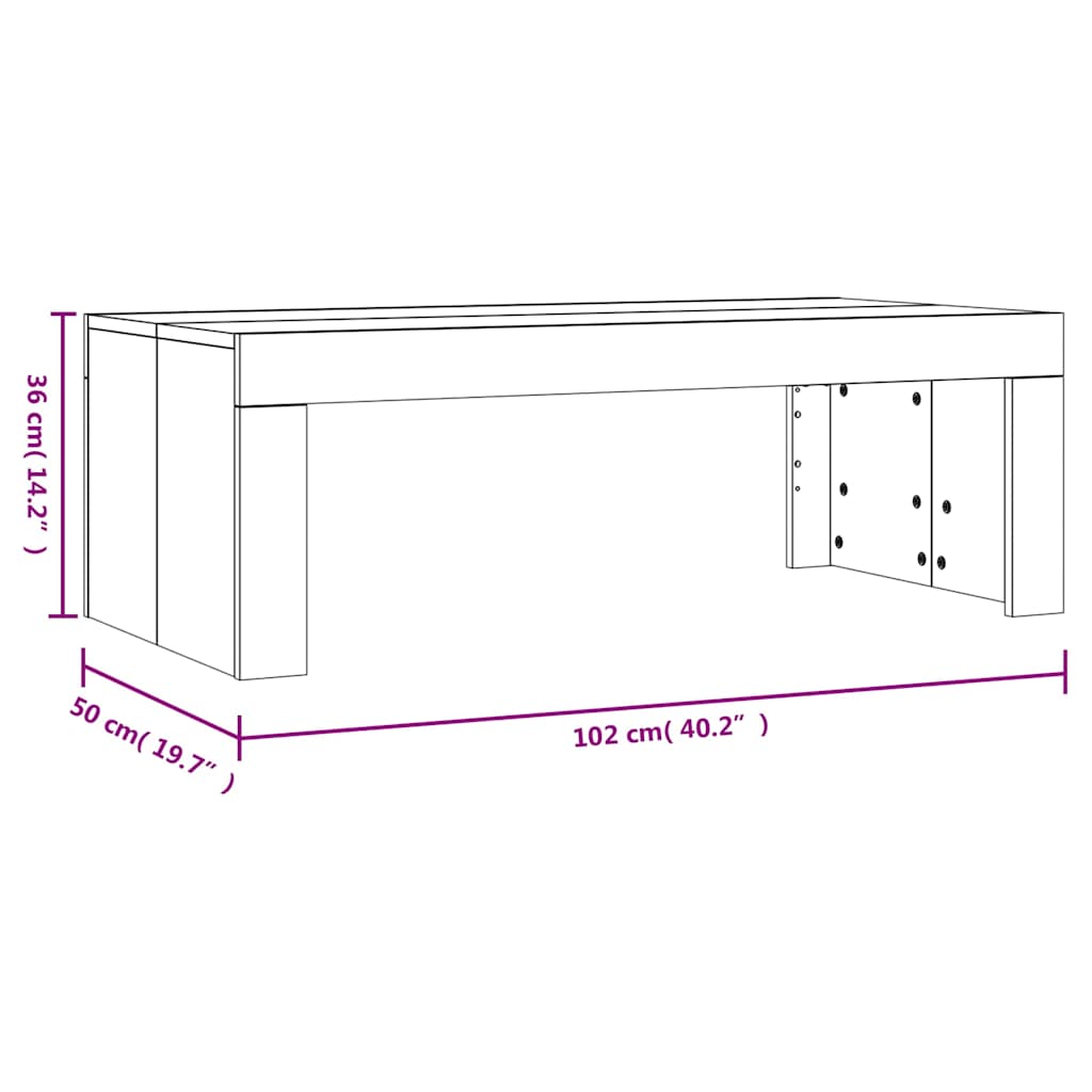Coffee Table Concrete Grey 102x50x36 cm Engineered Wood