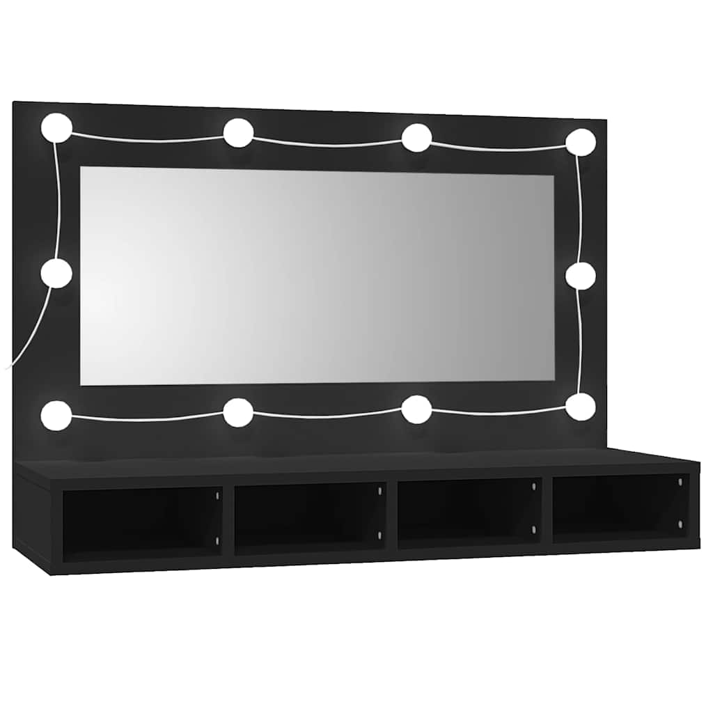 Mirror Cabinet with LED Black 90x31,5x62 cm