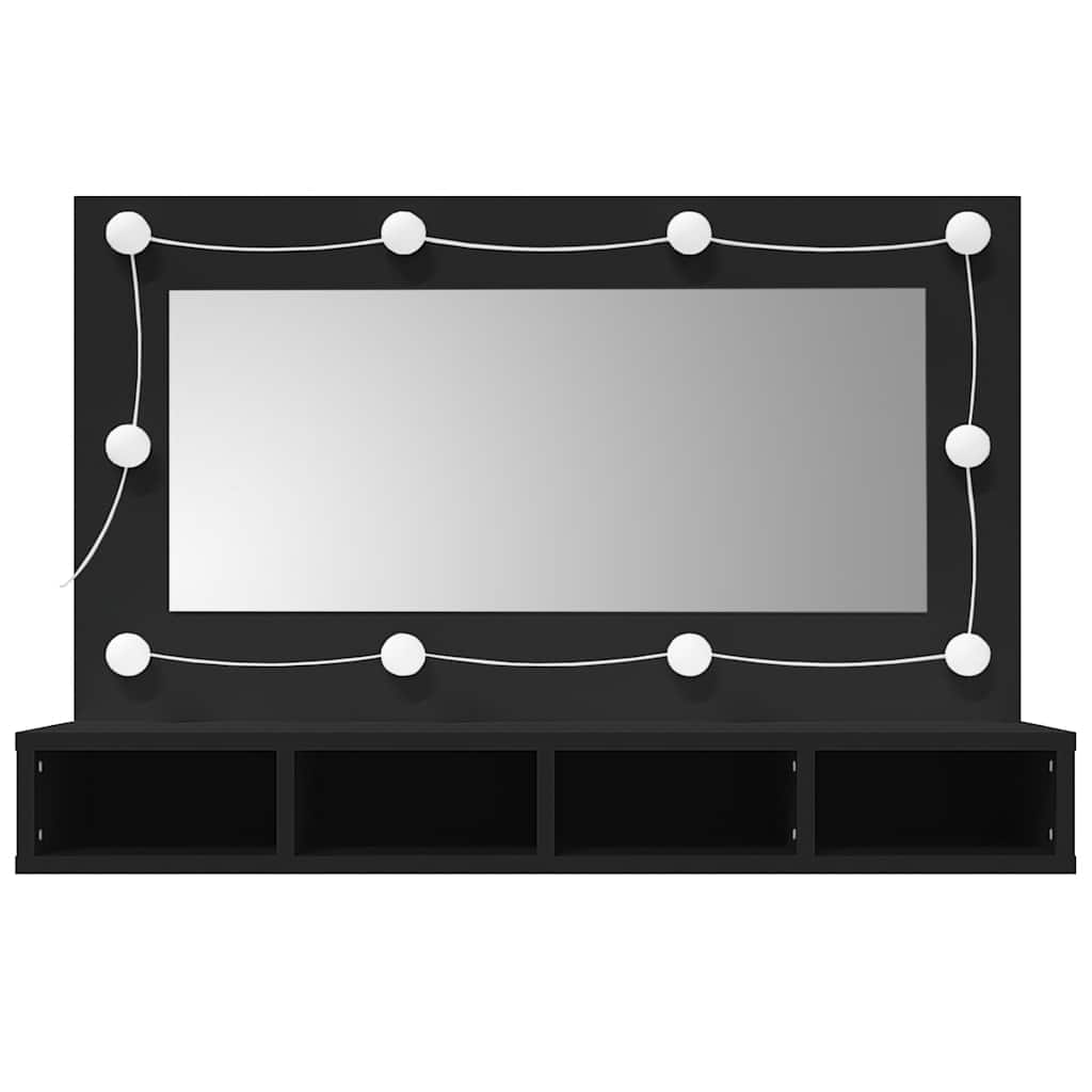 Mirror Cabinet with LED Black 90x31,5x62 cm