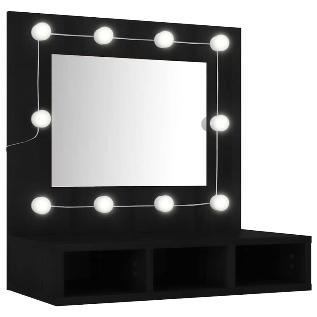 Mirror Cabinet with LED Black 60x31,5x62 cm