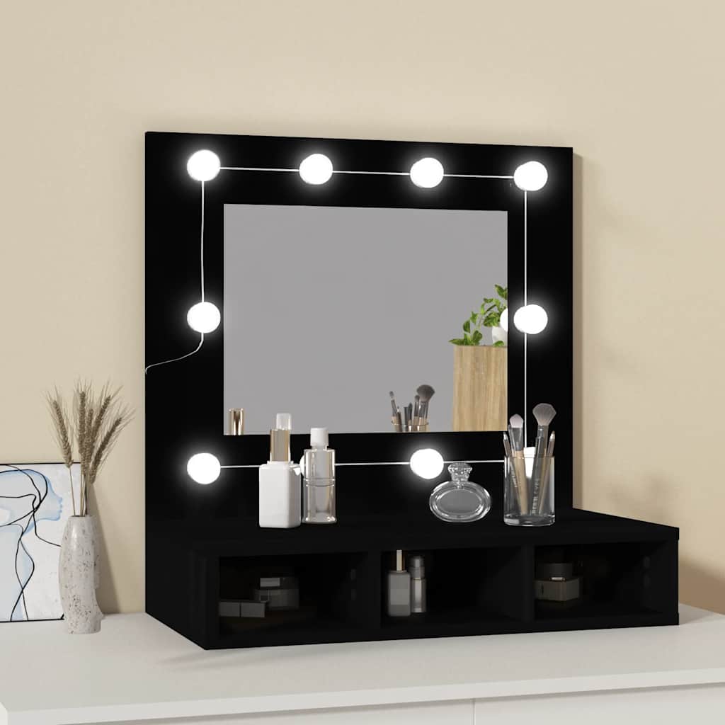 Mirror Cabinet with LED Black 60x31,5x62 cm