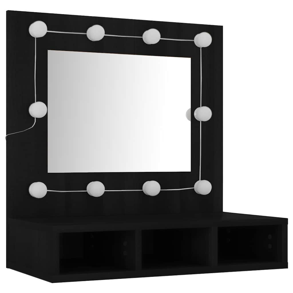 Mirror Cabinet with LED Black 60x31,5x62 cm