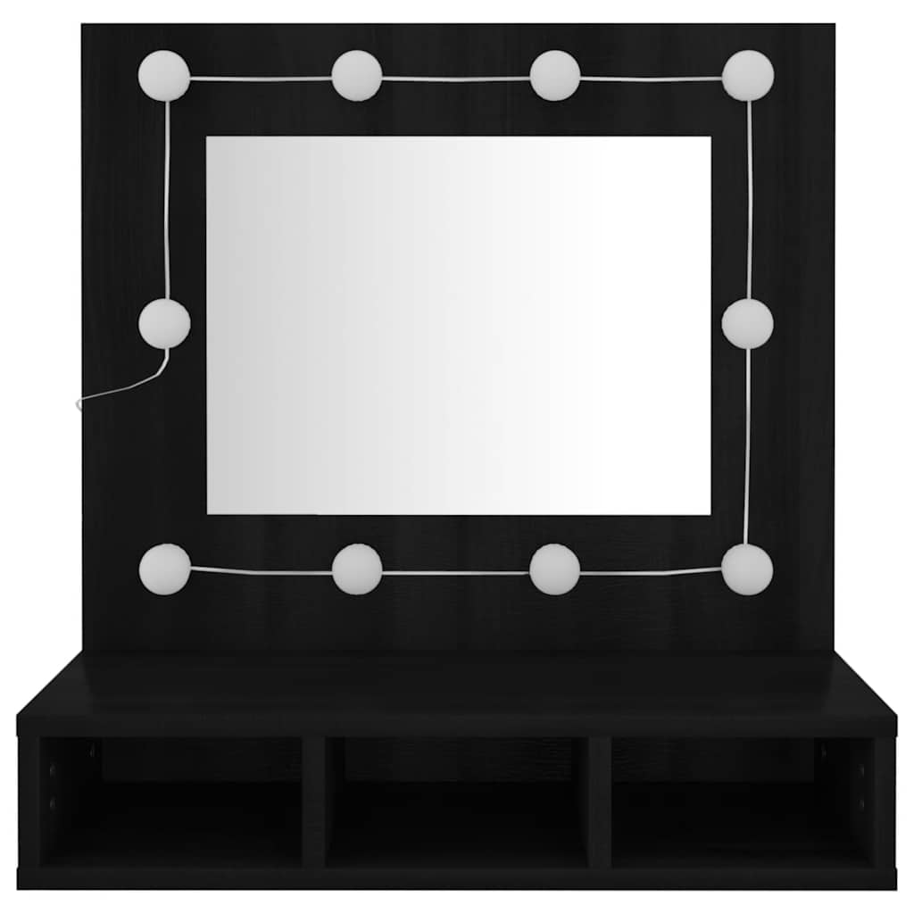 Mirror Cabinet with LED Black 60x31,5x62 cm