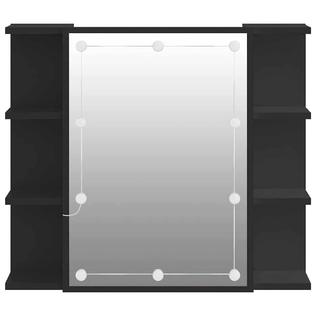 Mirror Cabinet with LED Black 70x16.5x60 cm