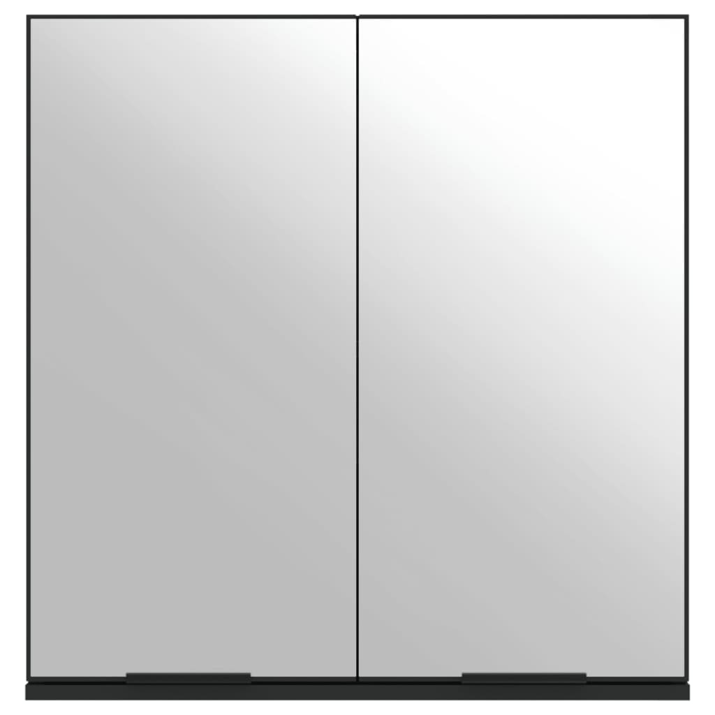 vidaXL Bathroom Mirror Cabinet Black 64x20x67 cm Engineered Wood