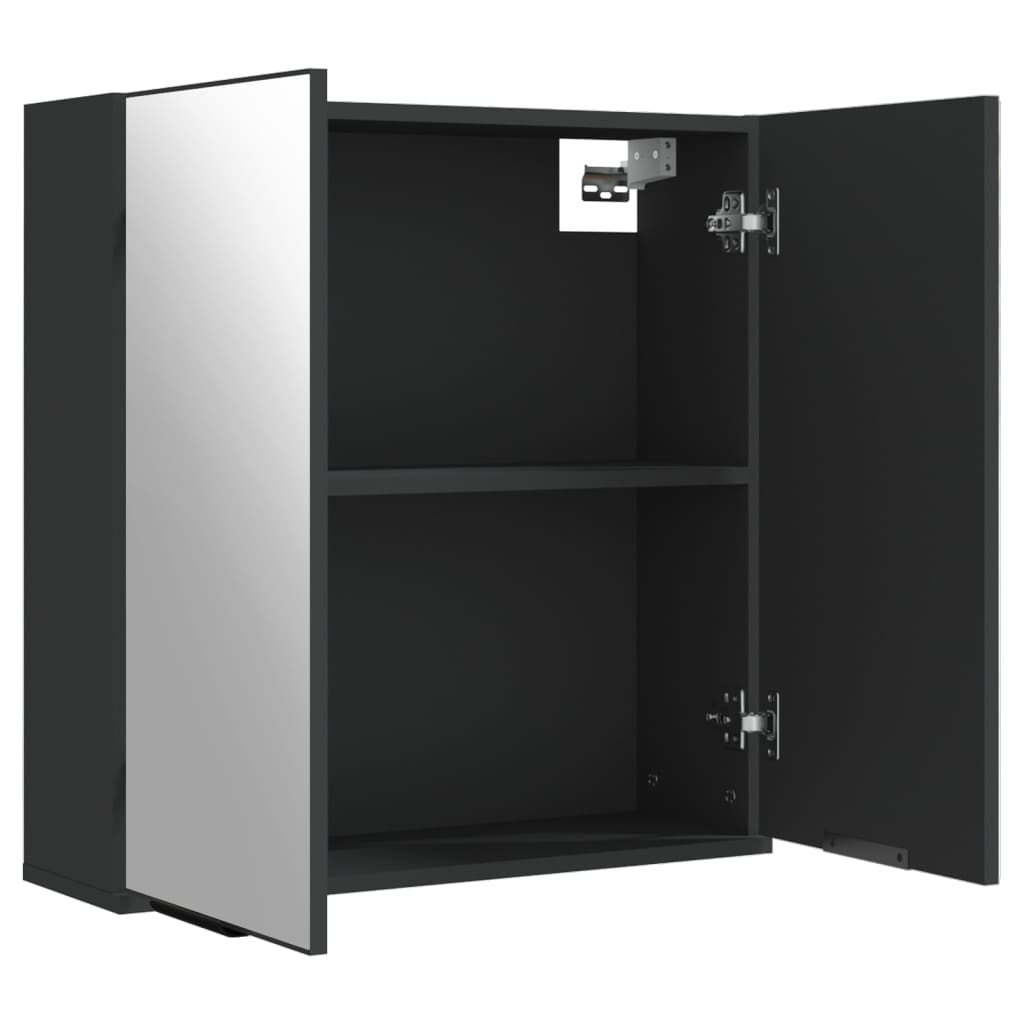 vidaXL Bathroom Mirror Cabinet Black 64x20x67 cm Engineered Wood