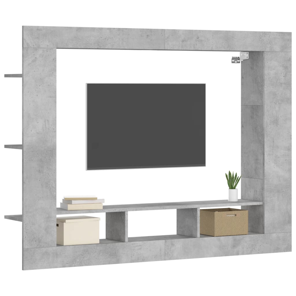 vidaXL TV Cabinet Concrete Grey 152x22x113 cm Engineered Wood