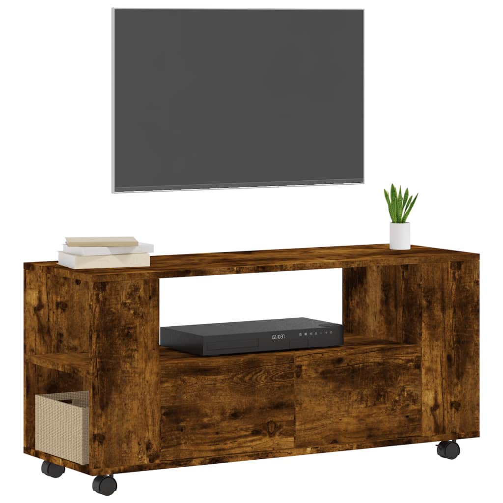 TV Cabinet Smoked Oak 102x34,5x43 cm Engineered Wood