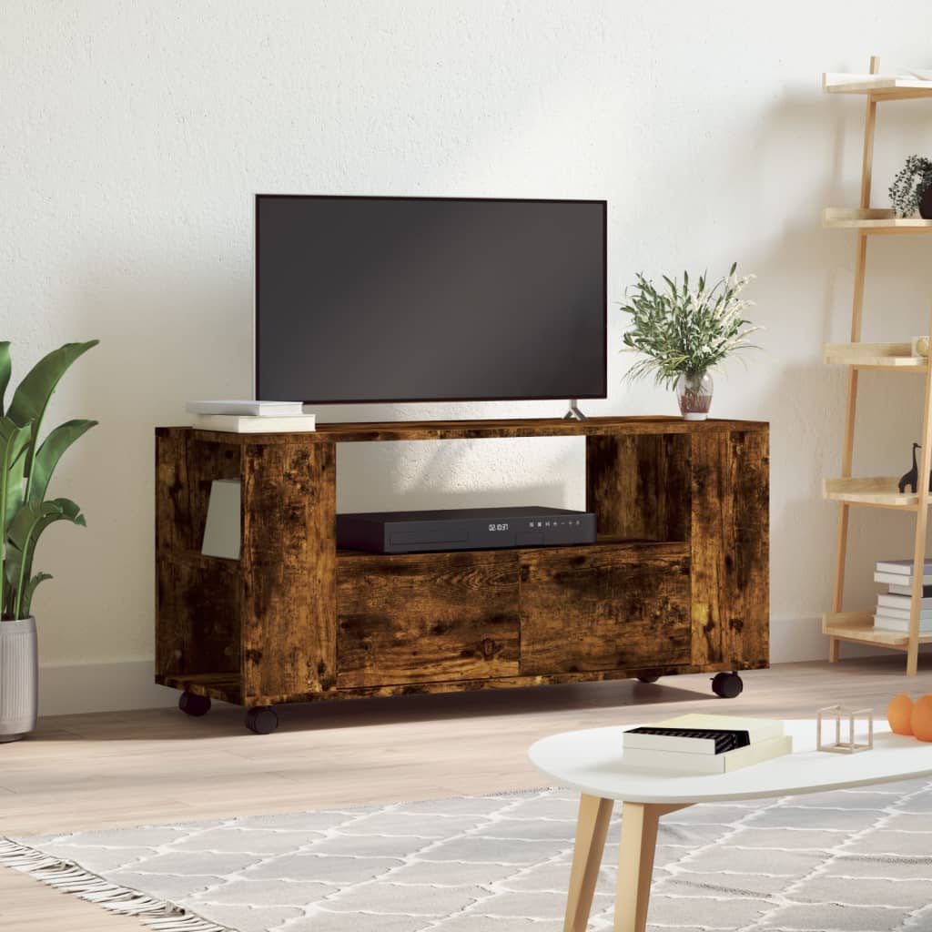 TV Cabinet Smoked Oak 102x34,5x43 cm Engineered Wood