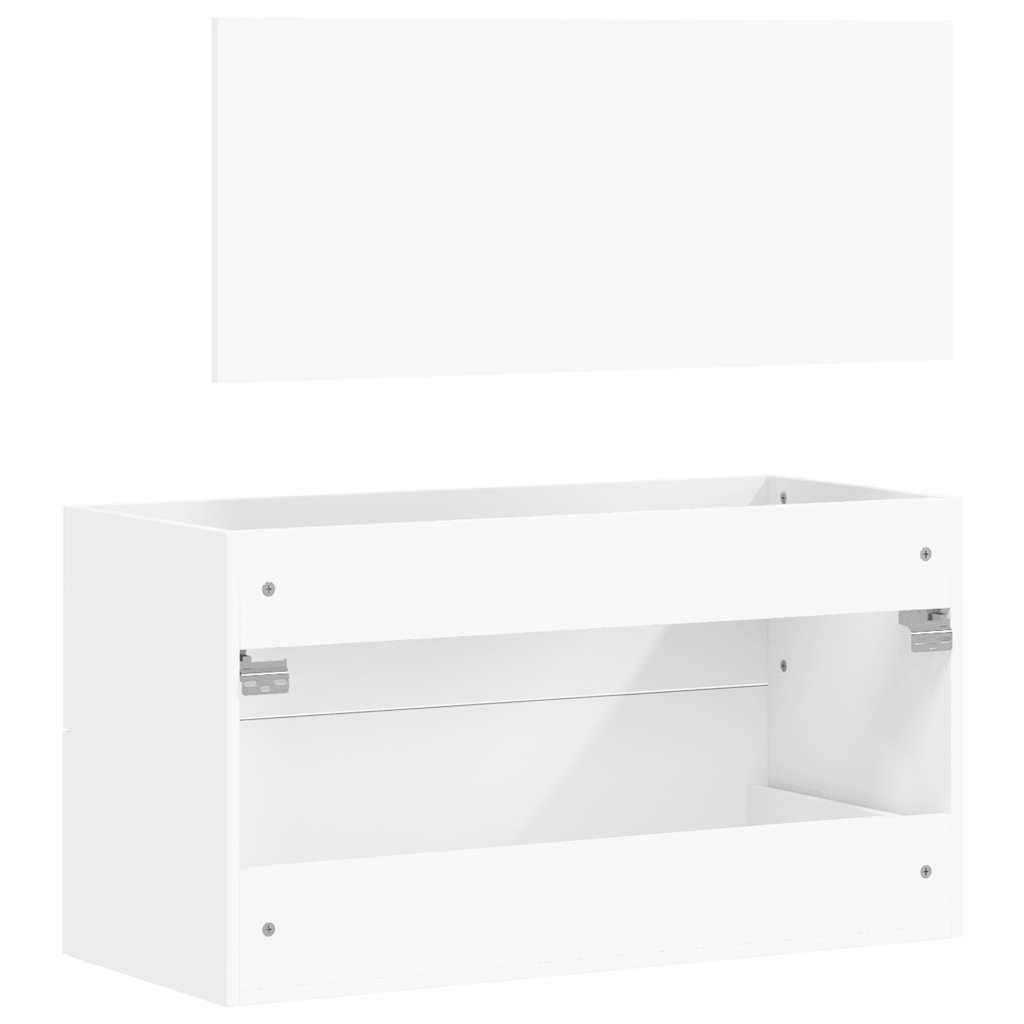 vidaXL Bathroom Cabinet with Mirror White Engineered Wood