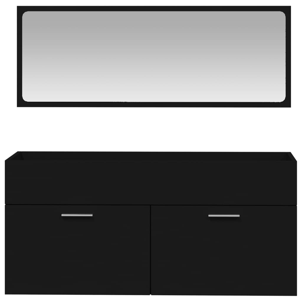 vidaXL Bathroom Cabinet with Mirror Black Engineered Wood