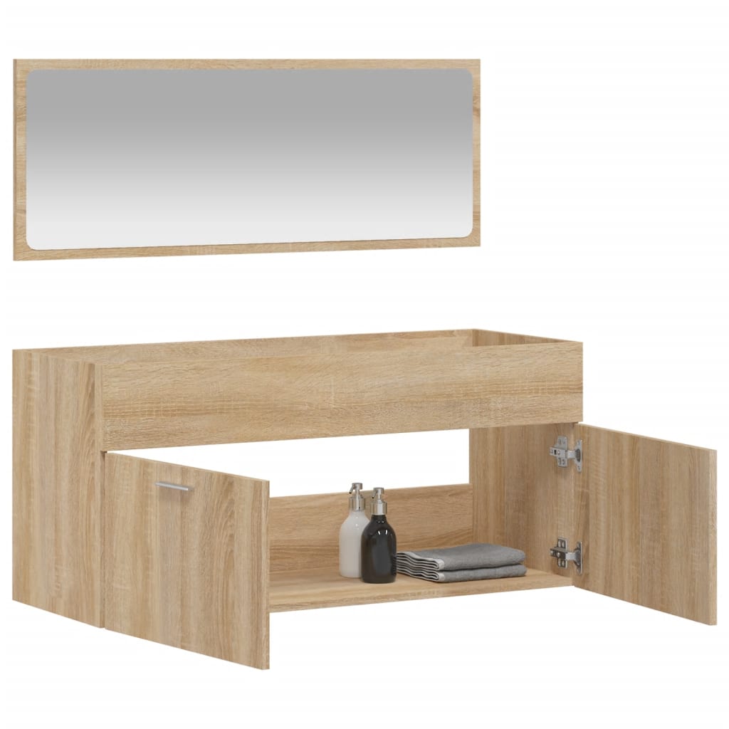 vidaXL Bathroom Cabinet with Mirror Sonoma Oak Engineered Wood