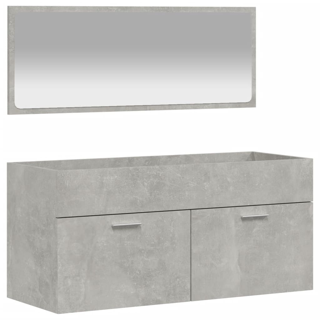 vidaXL Bathroom Cabinet with Mirror Concrete Grey Engineered Wood