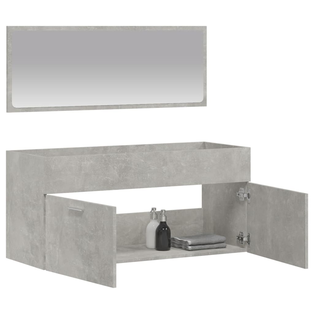 vidaXL Bathroom Cabinet with Mirror Concrete Grey Engineered Wood