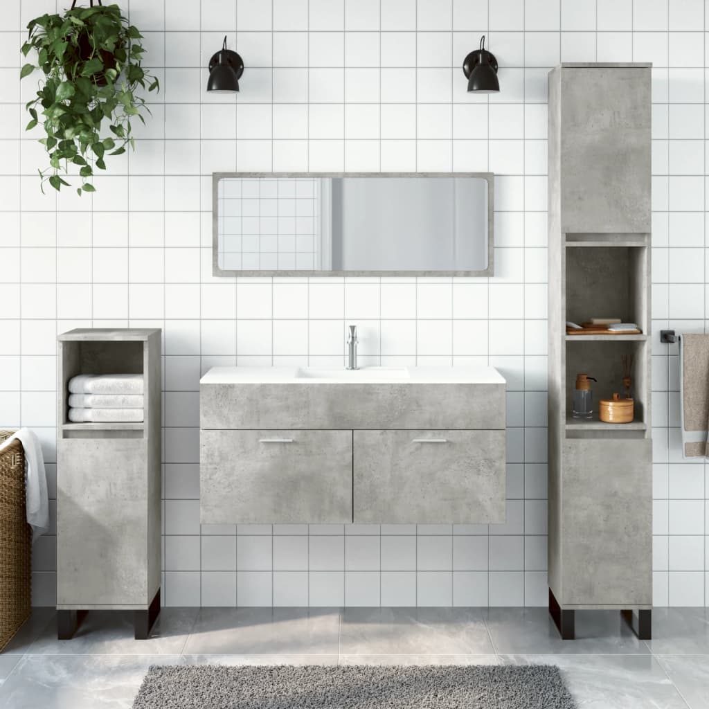 vidaXL Bathroom Cabinet with Mirror Concrete Grey Engineered Wood