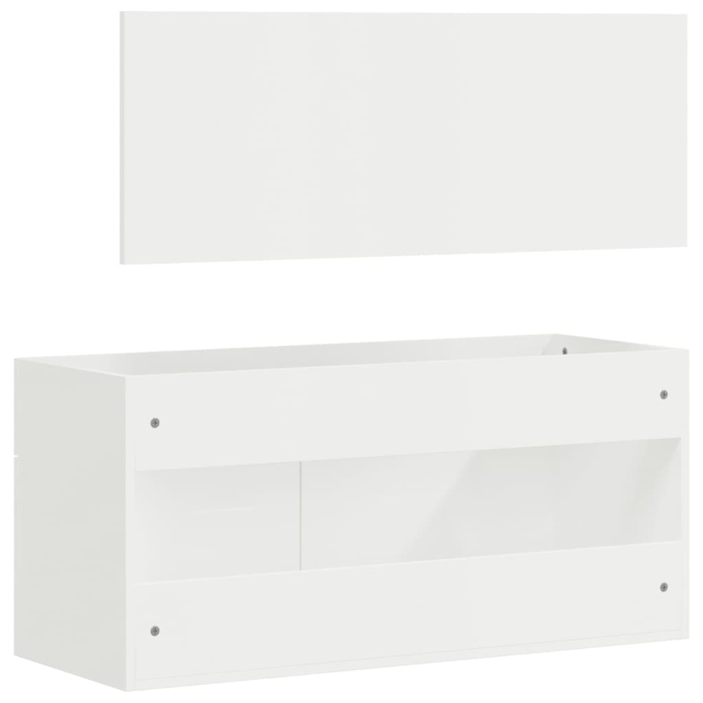 vidaXL Bathroom Cabinet with Mirror High Gloss White Engineered Wood