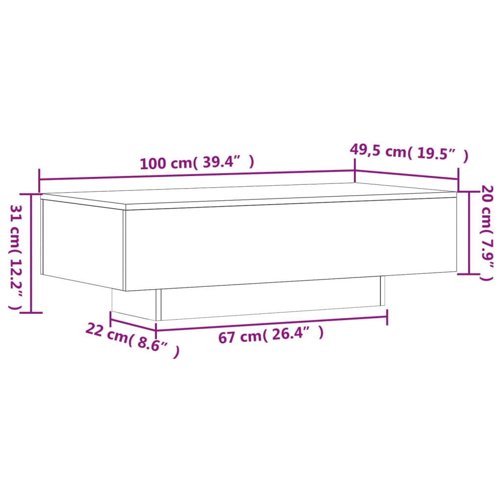 vidaXL Coffee Table Black 100x49.5x31 cm Engineered Wood