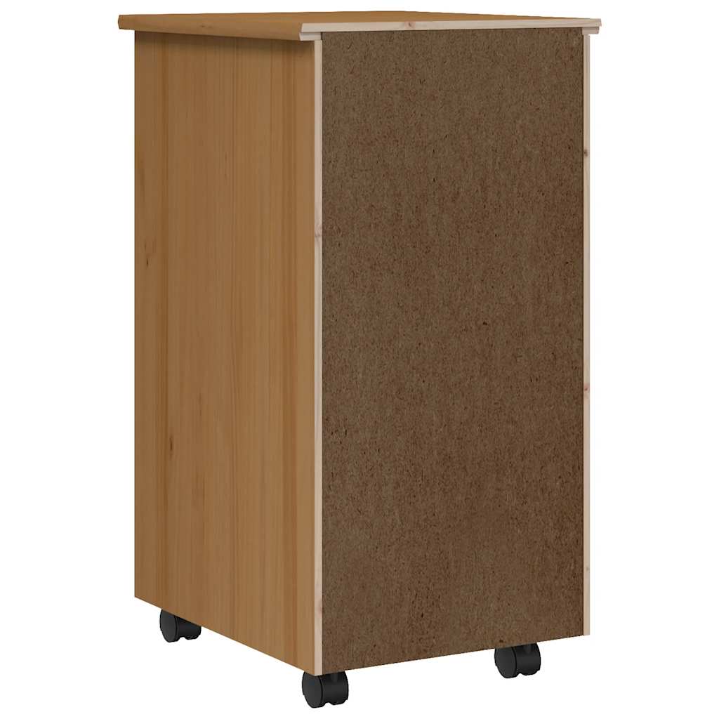 Rolling Cabinet with Drawers MOSS Honey Brown Solid Wood Pine