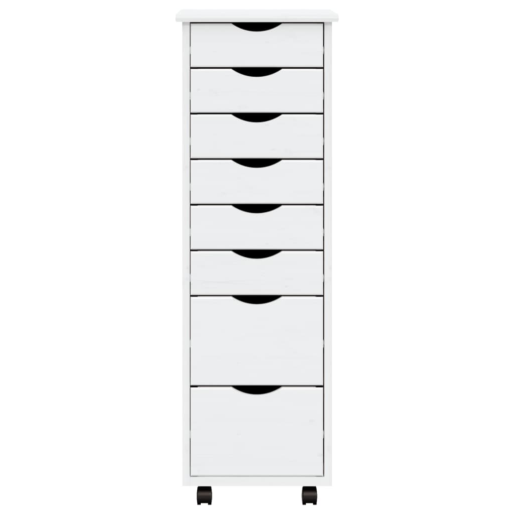 vidaXL Rolling Cabinet with Drawers MOSS White Solid Wood Pine