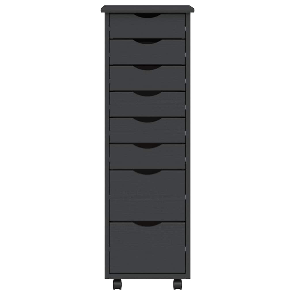 Rolling Cabinet with Drawers MOSS Grey Solid Wood Pine