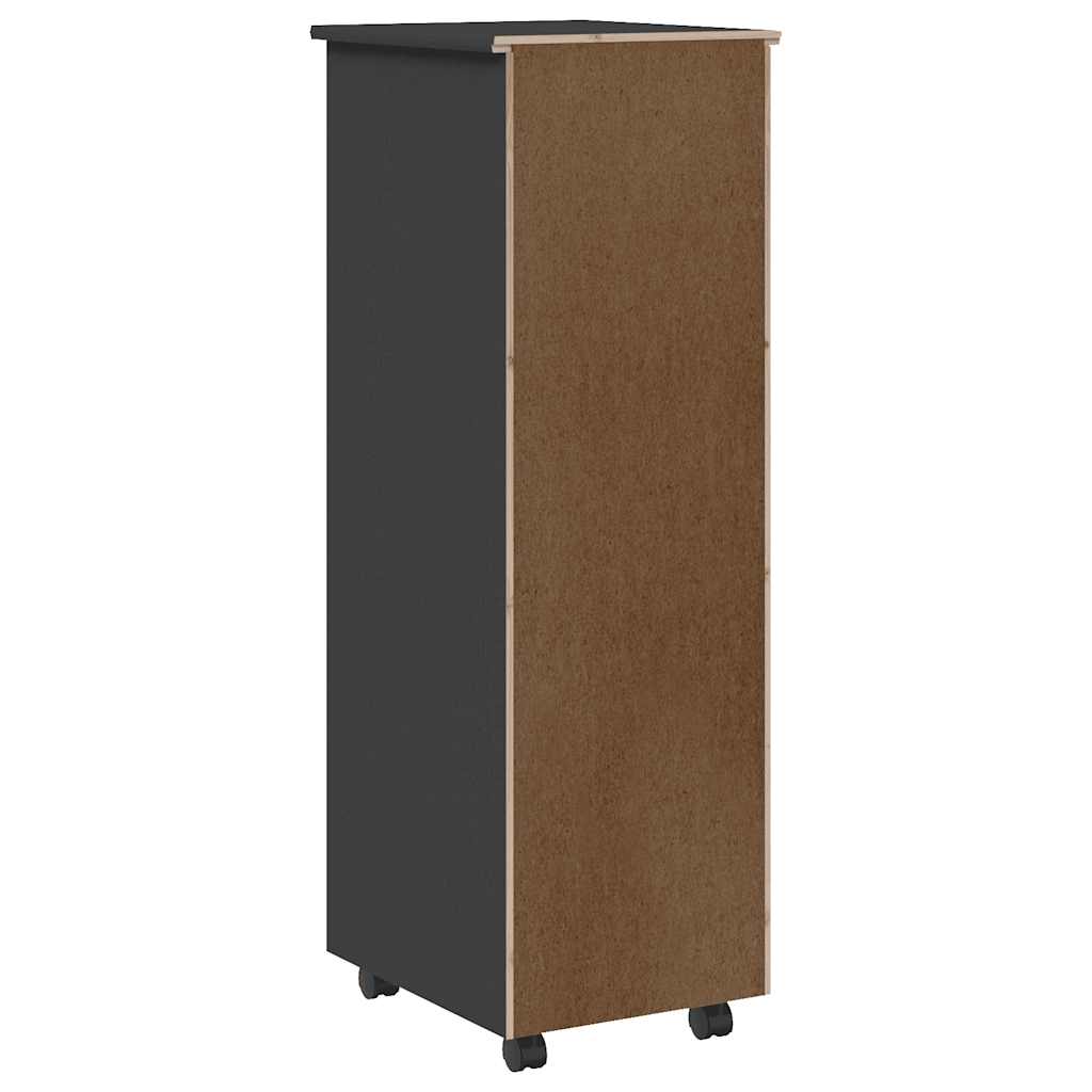 Rolling Cabinet with Drawers MOSS Grey Solid Wood Pine