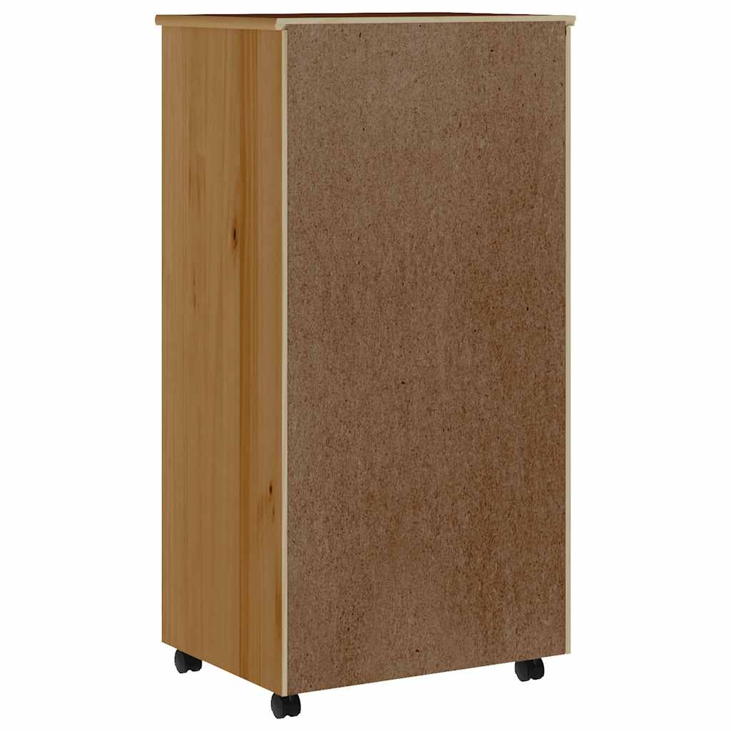 Rolling Cabinet | Honey Brown | Solid pine wood, engineered wood, plastic