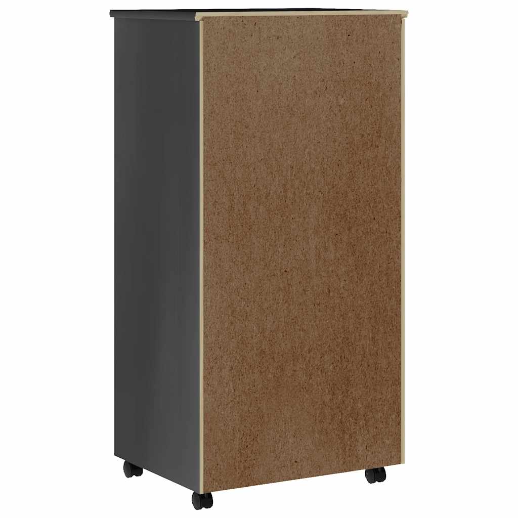 Rolling Cabinet with Drawers MOSS Grey Solid Wood Pine