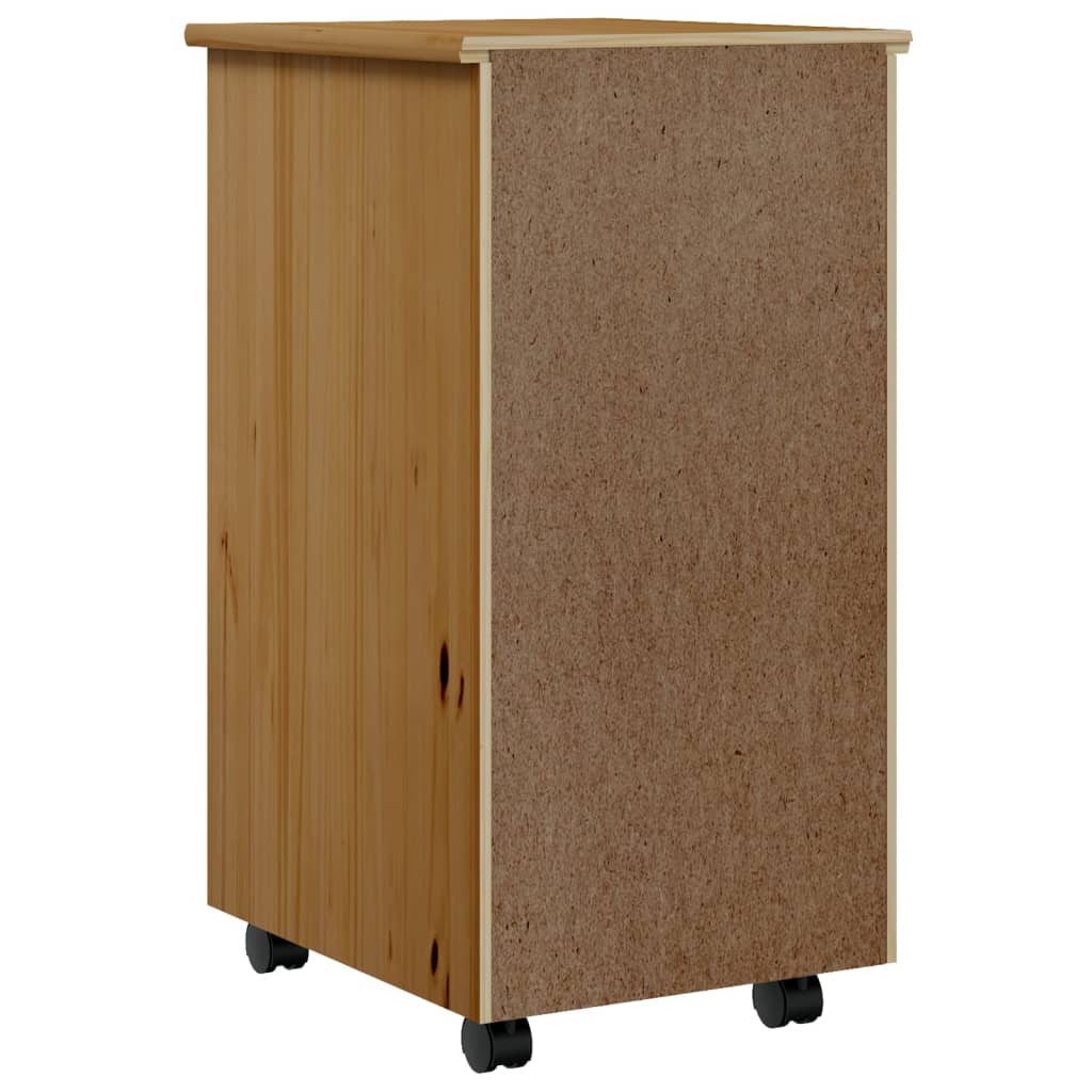 vidaXL Rolling Cabinet with Drawers MOSS Honey Brown Solid Wood Pine