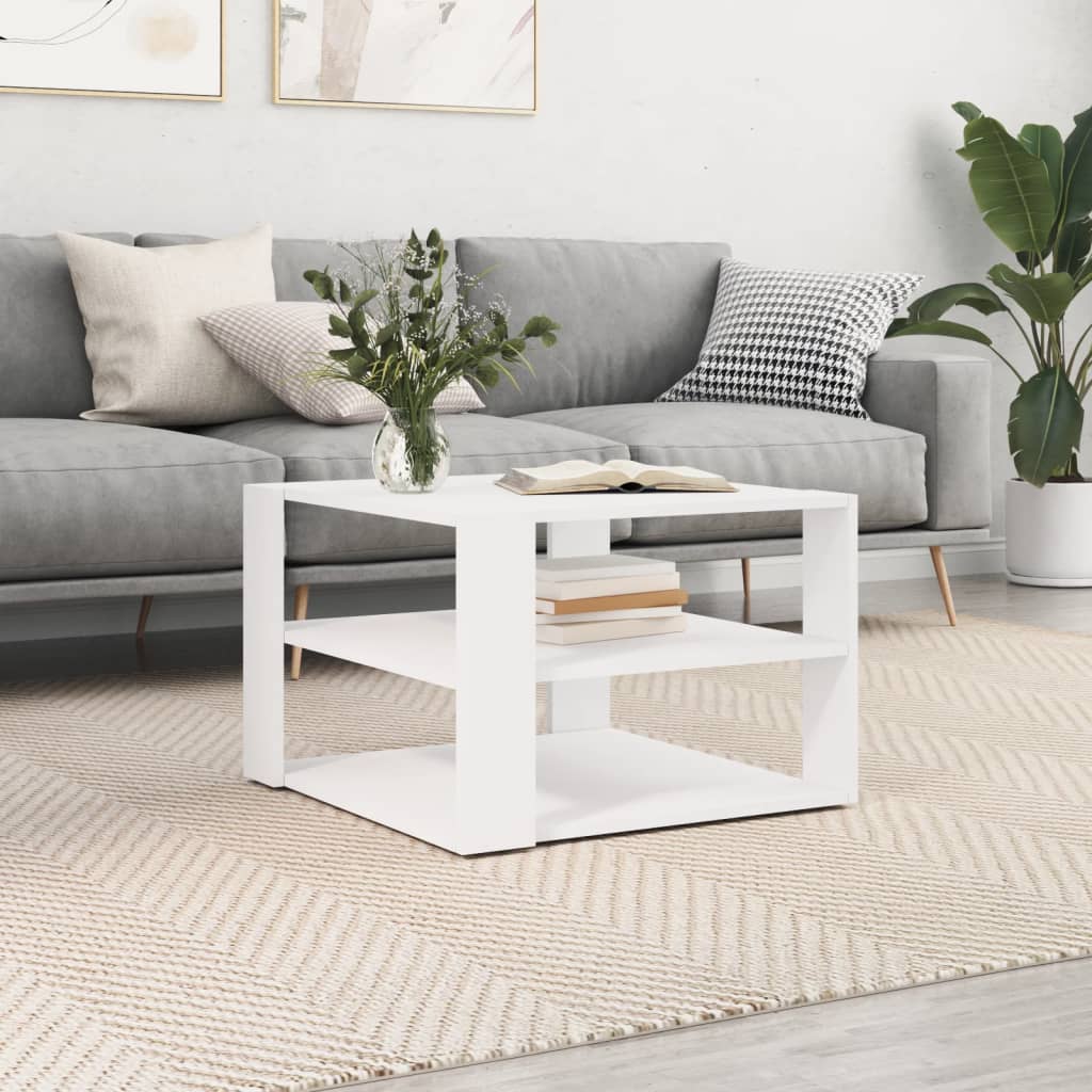 vidaXL Coffee Table White 59.5x59.5x40 cm Engineered Wood