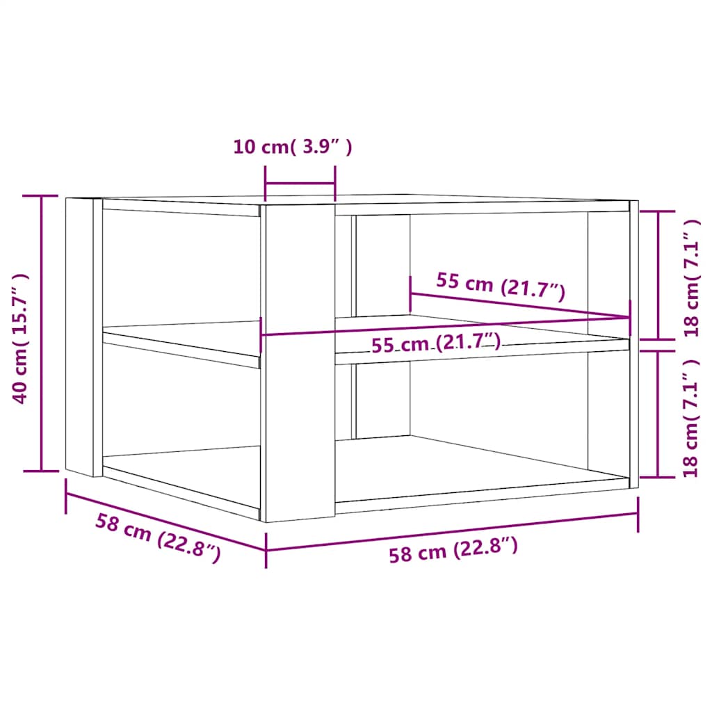 Coffee Table Sonoma Oak 58x58x40 cm Engineered Wood