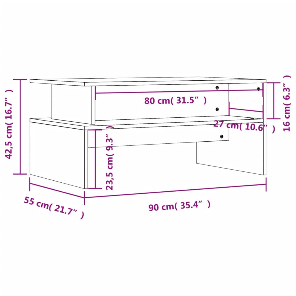 Coffee Table Sonoma Oak 90x55x42,5 cm Engineered Wood