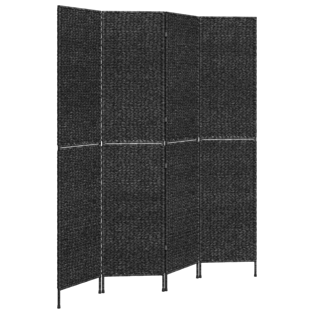 vidaXL Room Divider 4-Panel Black 163x180 cm Water Hyacinth