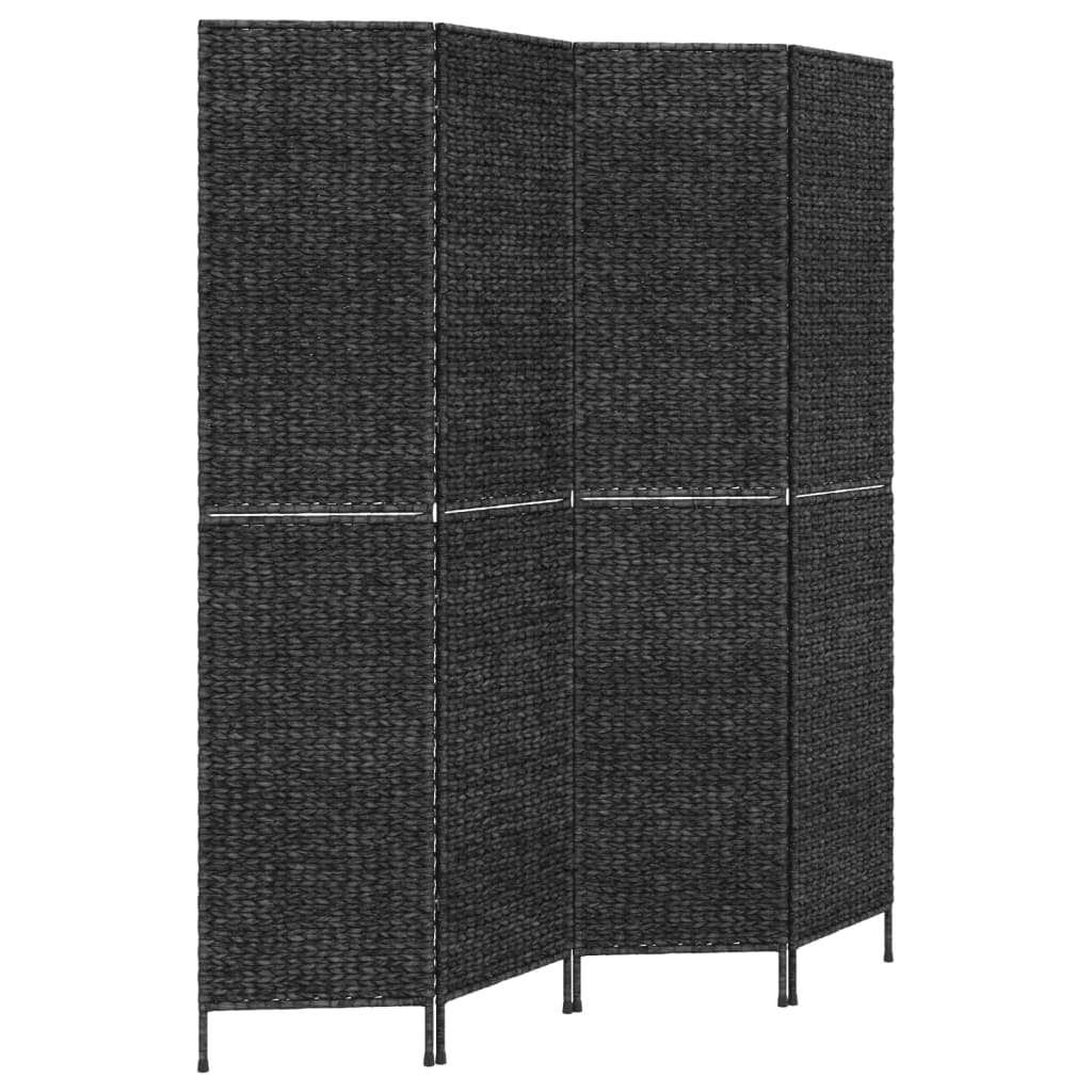 vidaXL Room Divider 4-Panel Black 163x180 cm Water Hyacinth