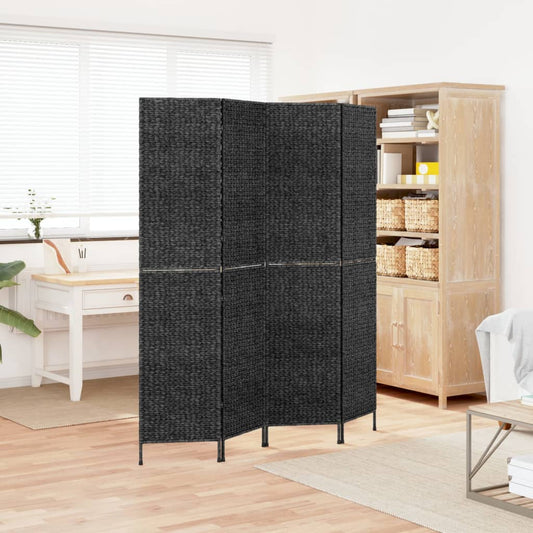 vidaXL Room Divider 4-Panel Black 163x180 cm Water Hyacinth