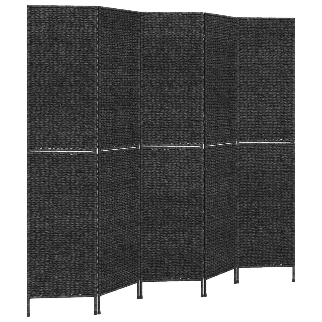 vidaXL Room Divider 5-Panel Black 205x180 cm Water Hyacinth