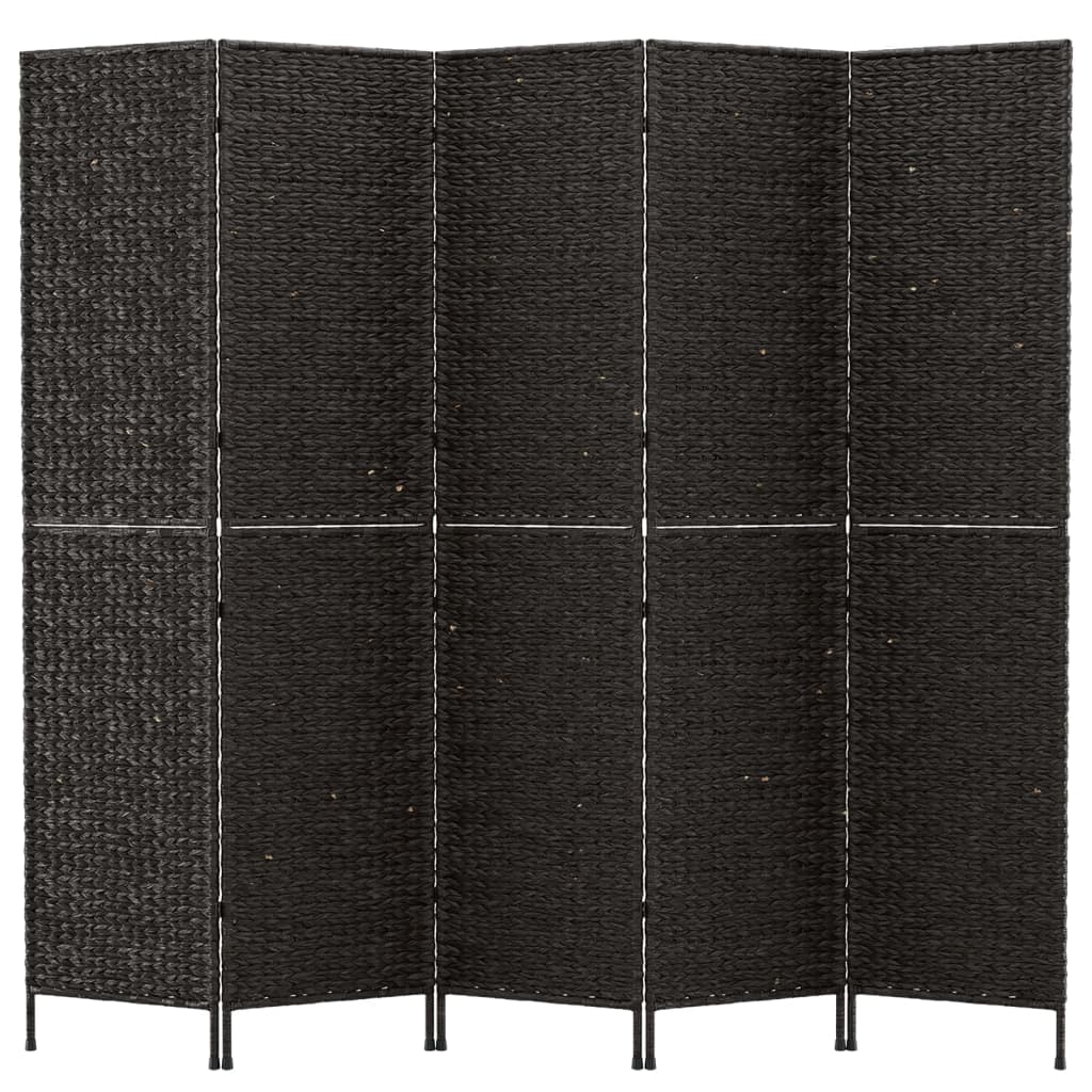 vidaXL Room Divider 5-Panel Black 205x180 cm Water Hyacinth