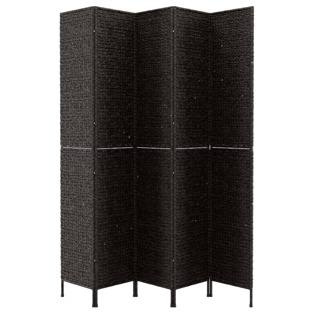 vidaXL Room Divider 5-Panel Black 205x180 cm Water Hyacinth