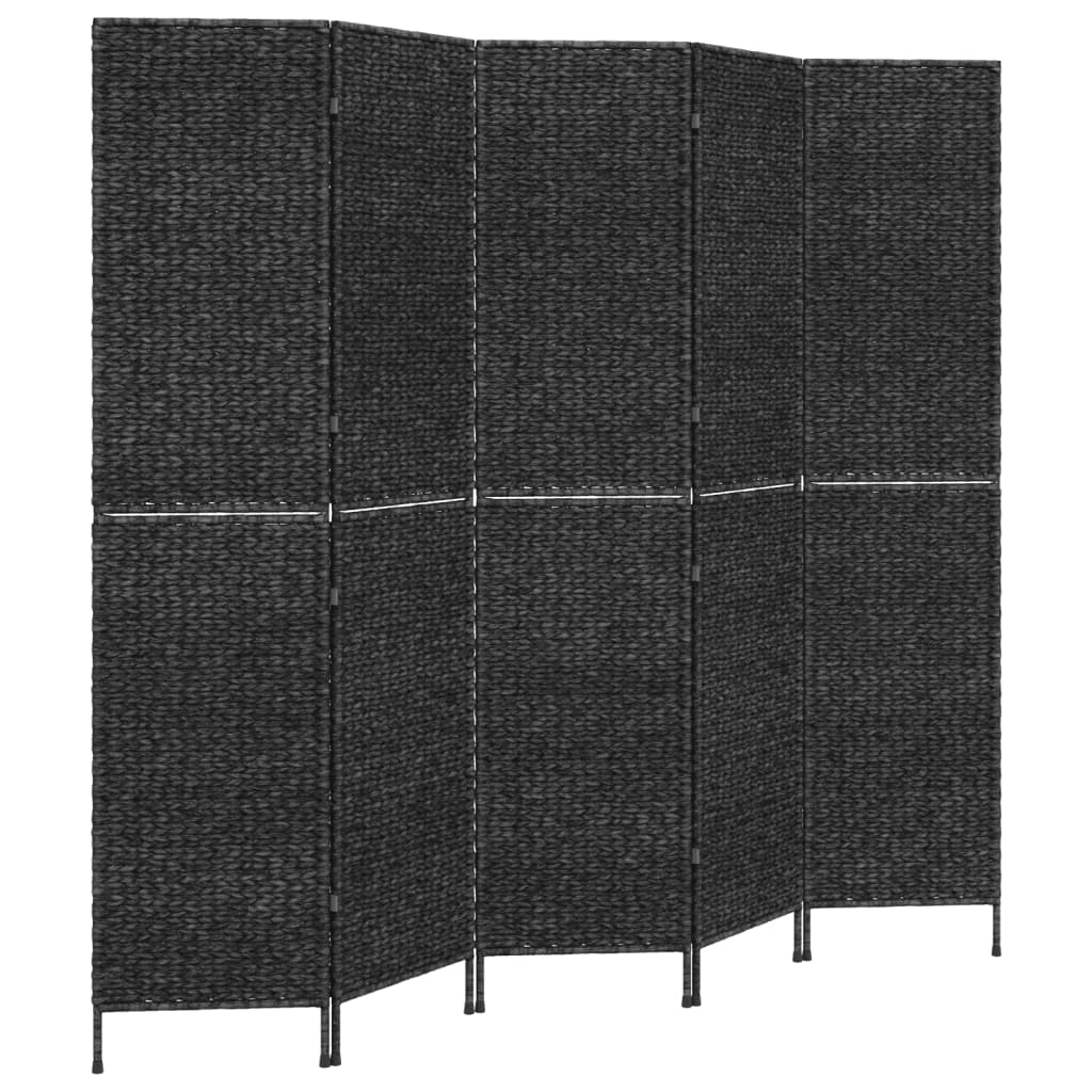 vidaXL Room Divider 5-Panel Black 205x180 cm Water Hyacinth