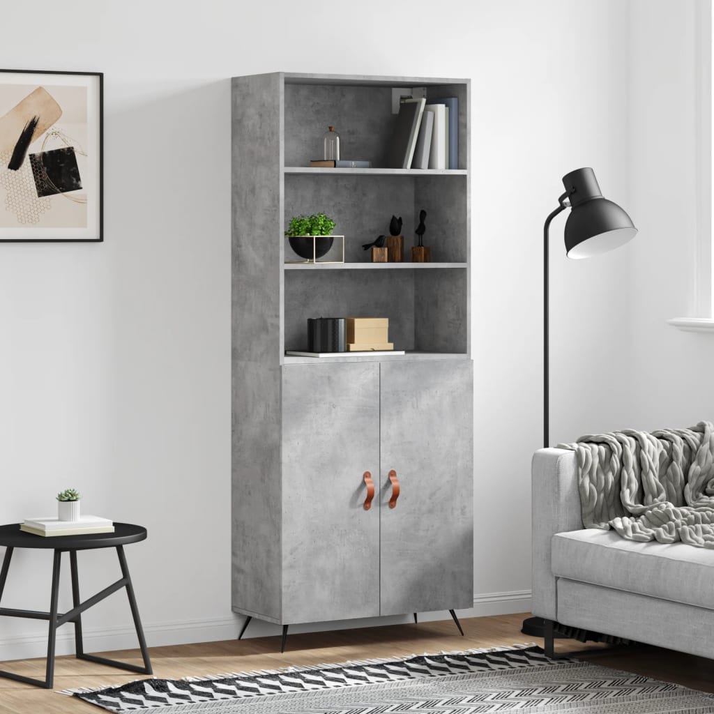 Highboard Concrete Grey 69,5x34x180 cm Engineered Wood