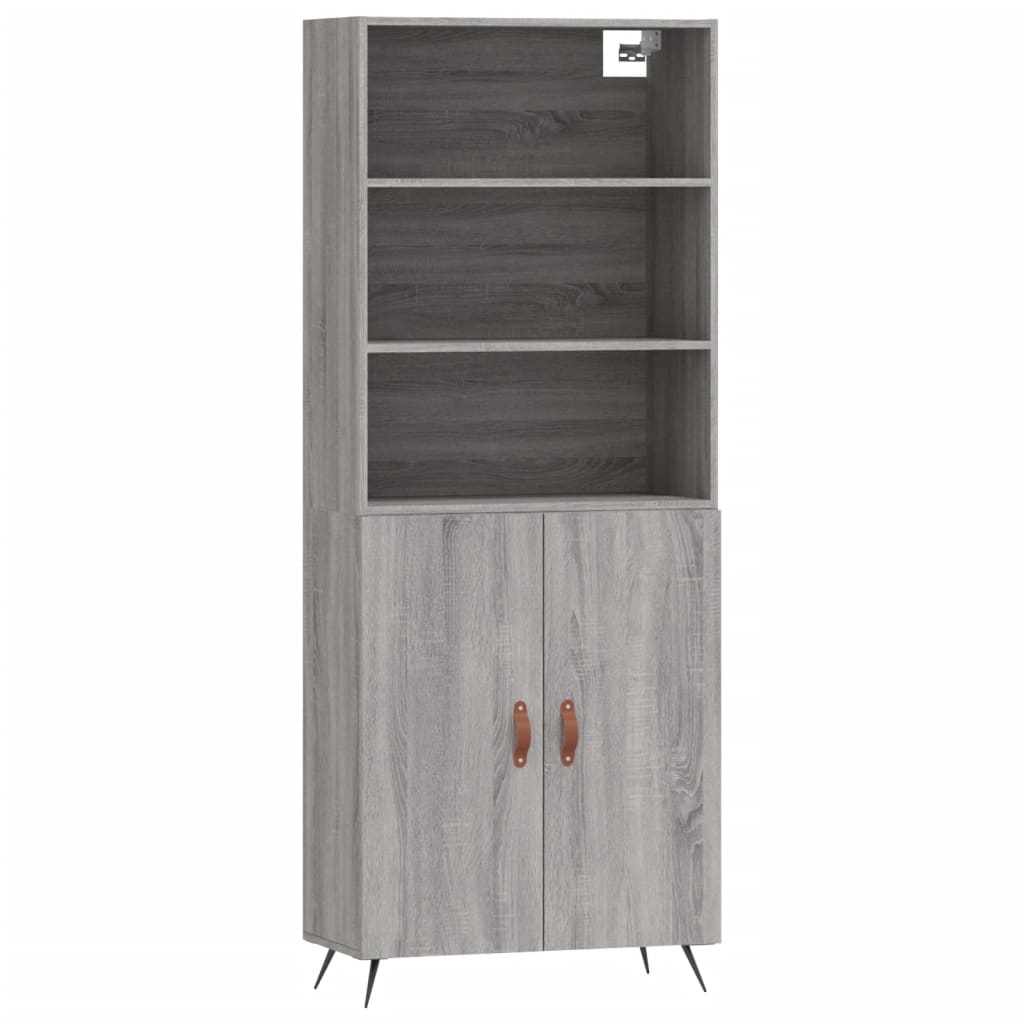Highboard Grey Sonoma 69,5x34x180 cm Engineered Wood