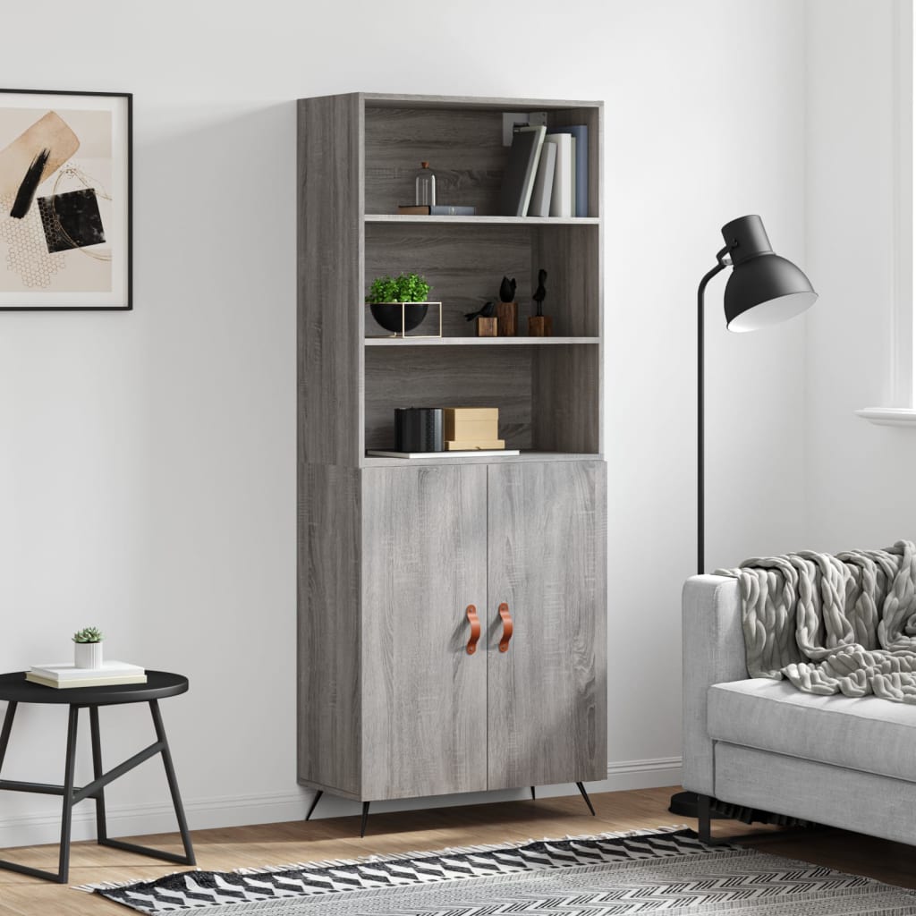Highboard Grey Sonoma 69,5x34x180 cm Engineered Wood
