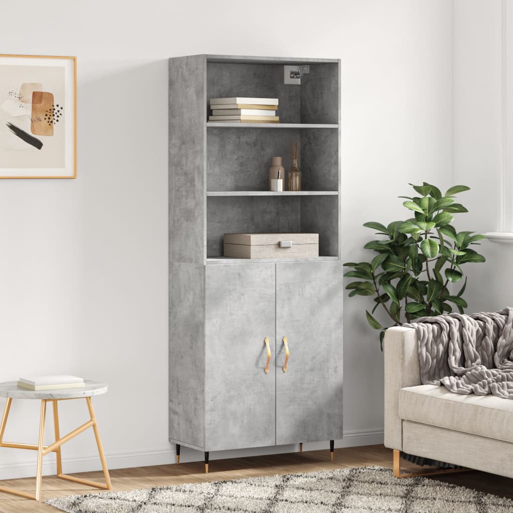 Highboard Concrete Grey 69,5x34x180 cm Engineered Wood