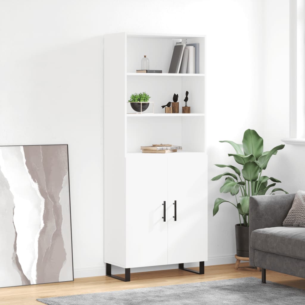 Highboard White 69.5x34x180 cm Engineered Wood