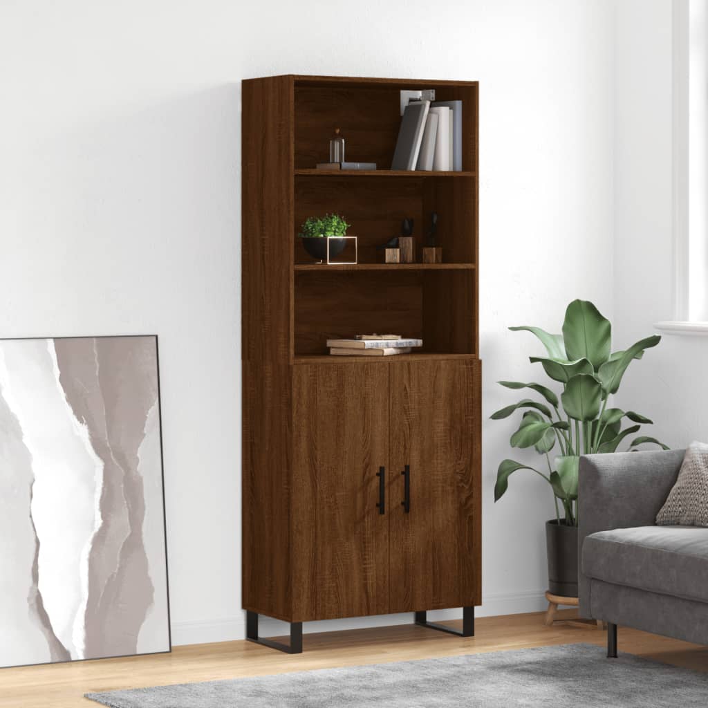 vidaXL Highboard Brown Oak 69.5x34x180 cm Engineered Wood