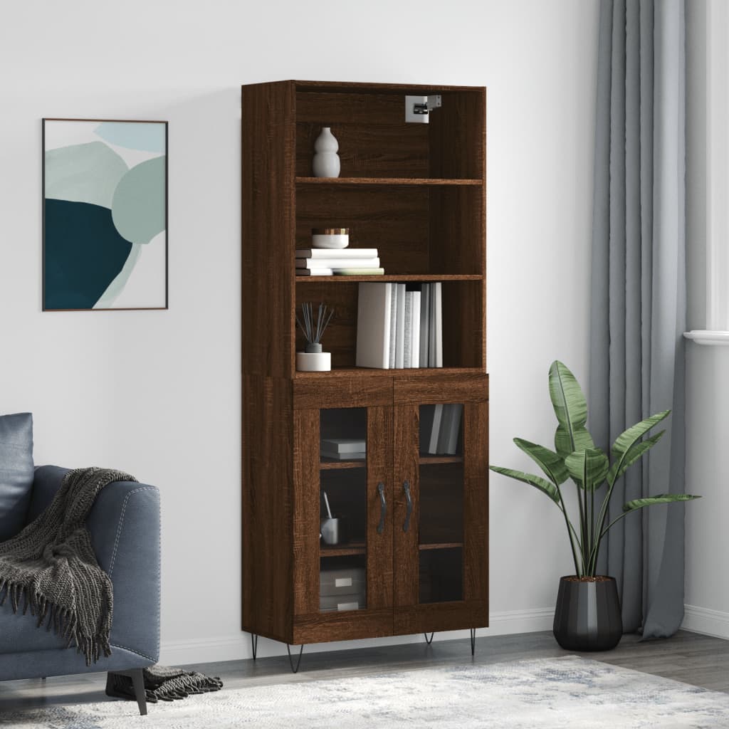 vidaXL Highboard Brown Oak 69.5x34x180 cm Engineered Wood