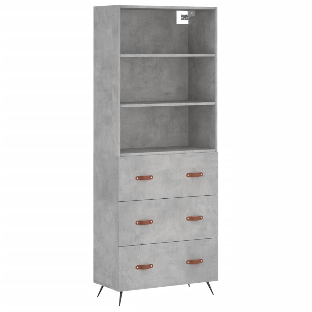 Highboard Concrete Grey 69,5x34x180 cm Engineered Wood