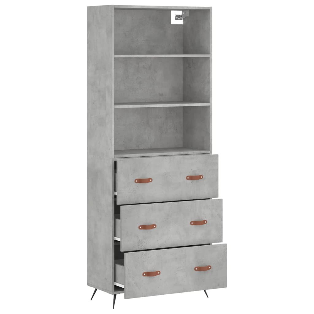 Highboard Concrete Grey 69,5x34x180 cm Engineered Wood