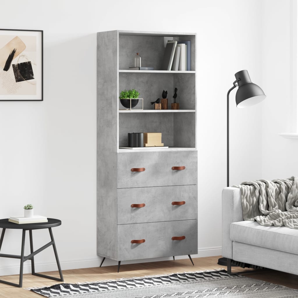 Highboard Concrete Grey 69,5x34x180 cm Engineered Wood