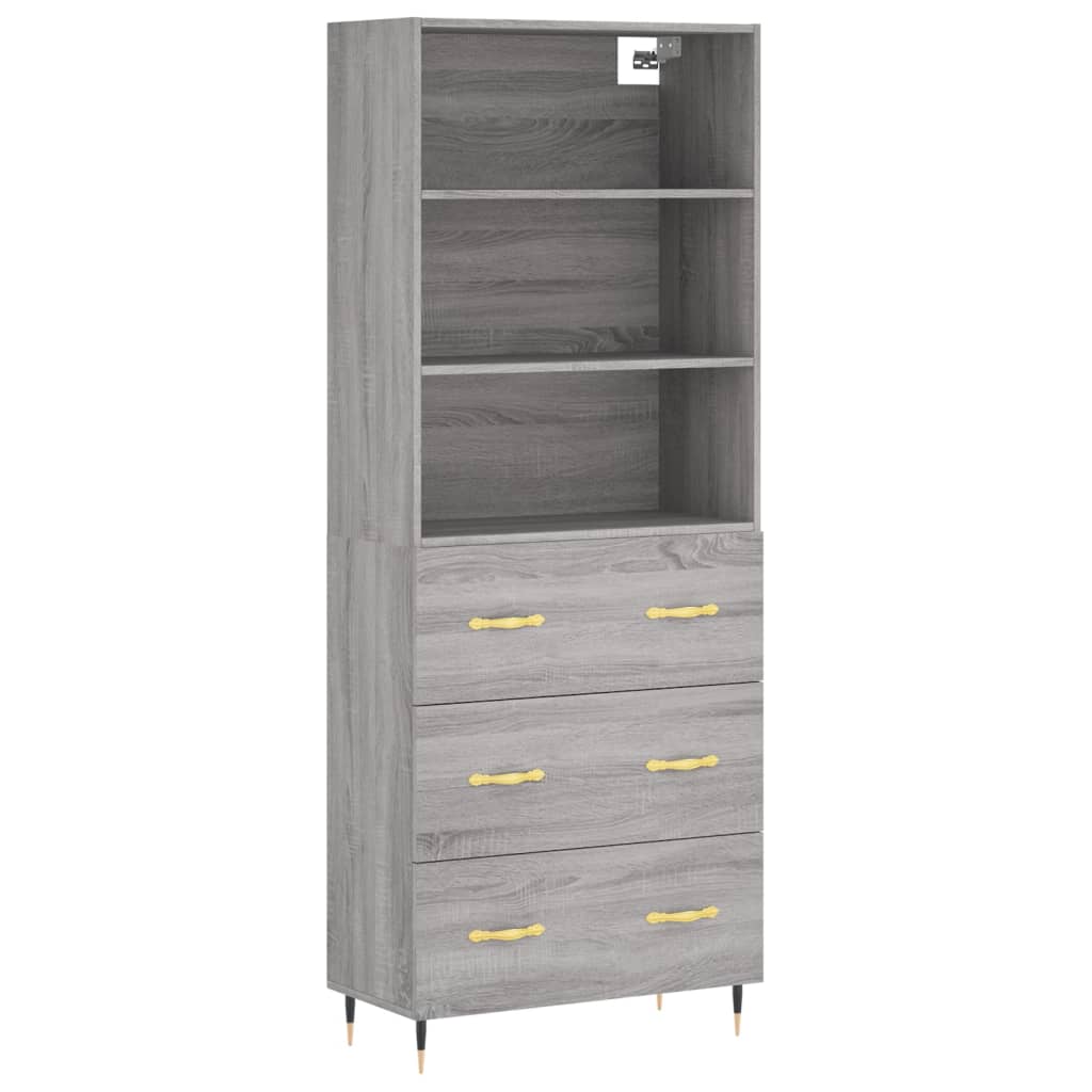 Highboard Grey Sonoma 69,5x34x180 cm Engineered Wood