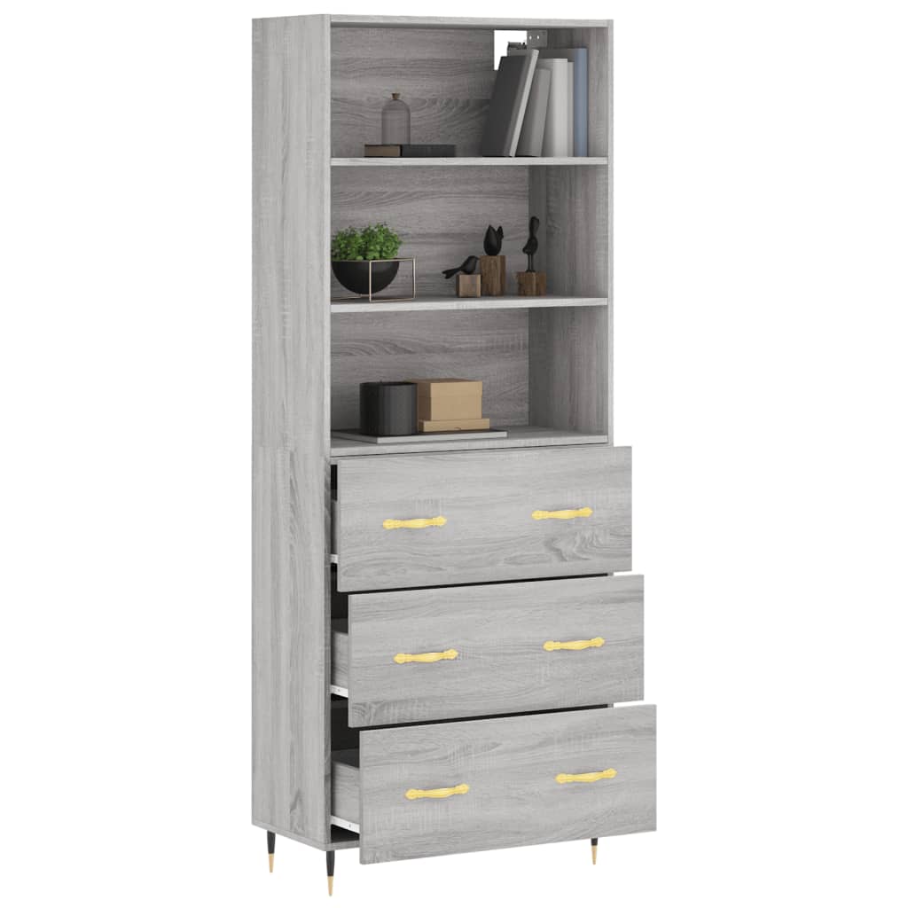 Highboard Grey Sonoma 69,5x34x180 cm Engineered Wood